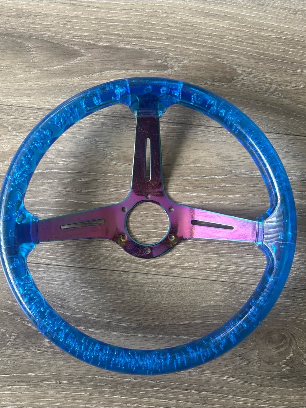 350mm 14inch ABS 71mm Deep Dish Racing Acrylic Steering Wheel Neo Chrome & Blue